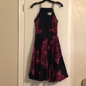 Badgley Mischka Blue Floral Dress